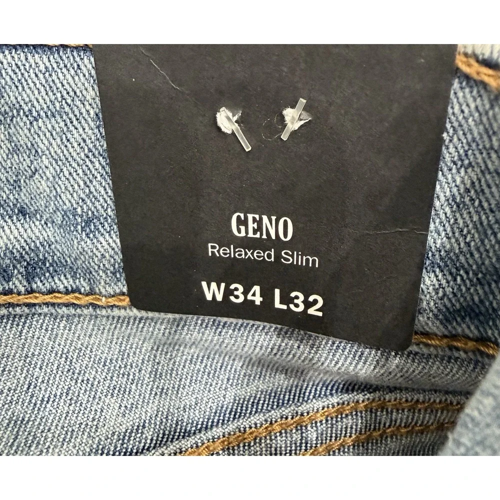 True Religion Mens Geno SN Flap Slim Light Bliss Wash Jeans Pants Size 34x32 NWT